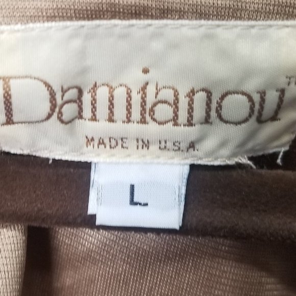 DAMIANOU Women's Made in the USA Gold Shimmer Lace Scalloped Blouse Top Size L - Picture 3 of 11